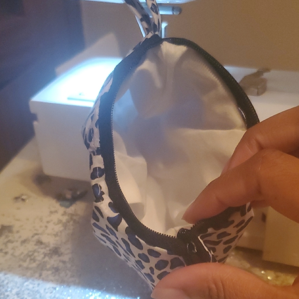 Leopard Print Cosmetic Bag with Blue Accents - Picture 2 of 3